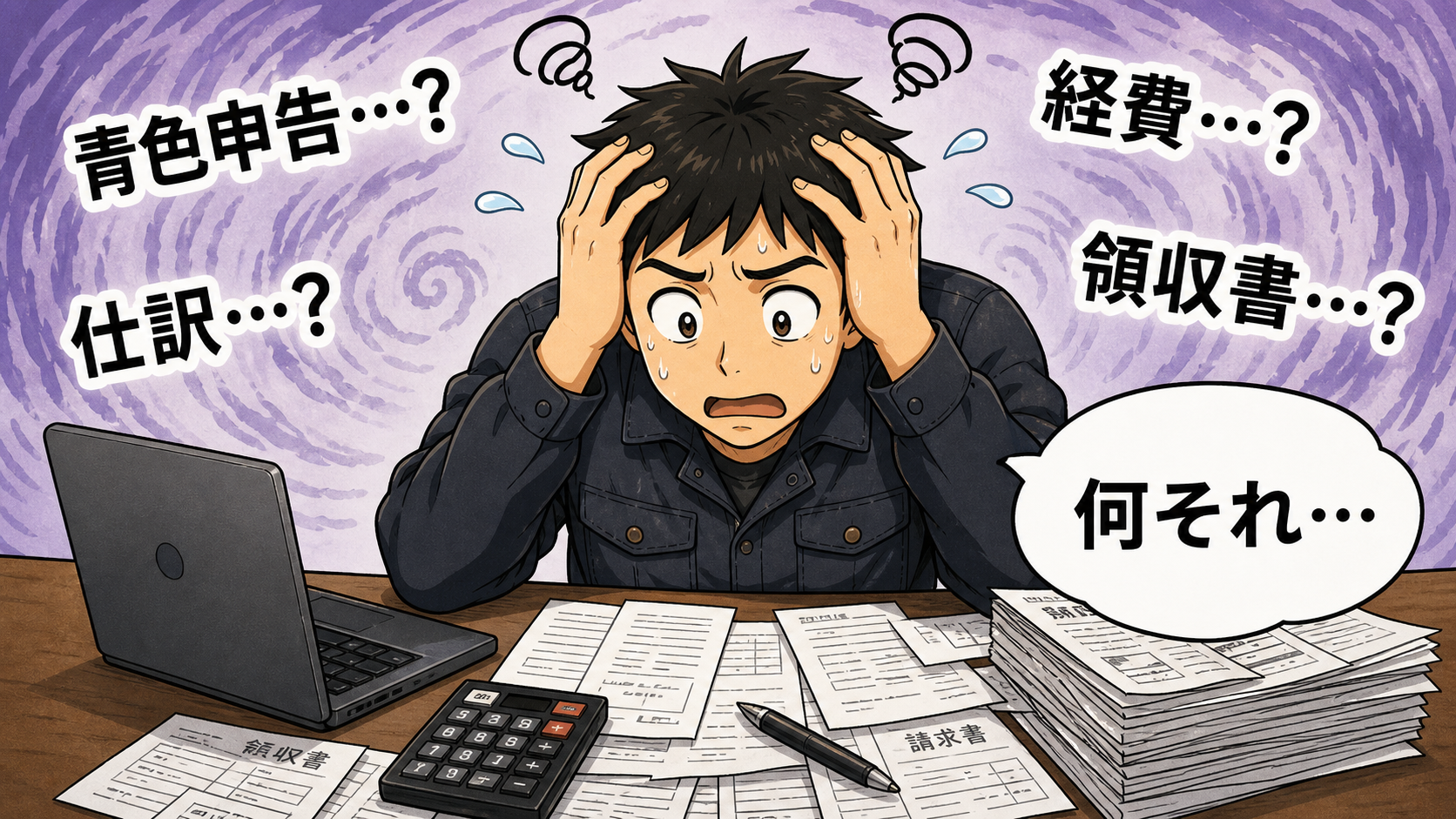 個人事業主になった直後に青色申告や経費で混乱する主人公