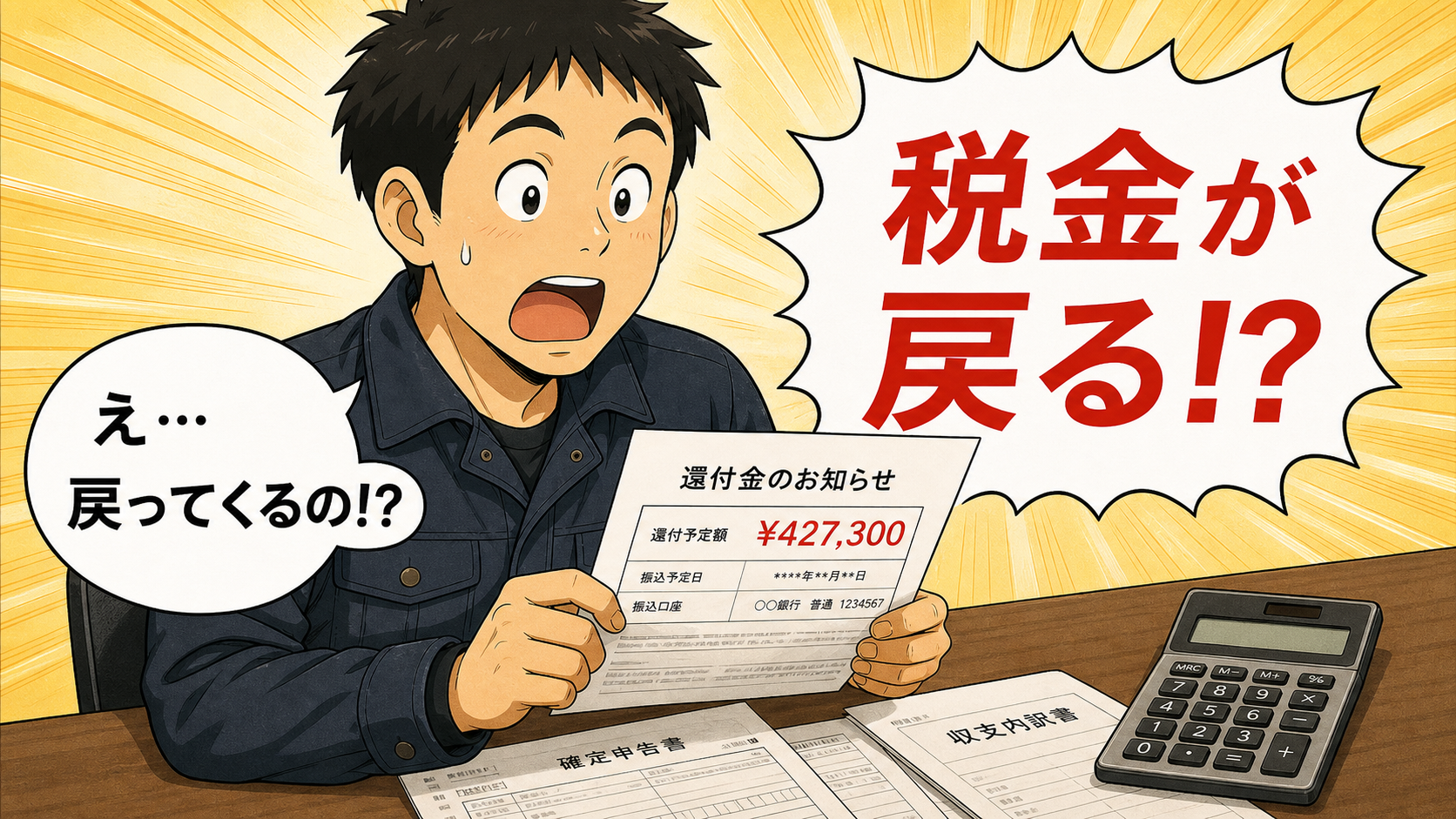 税金が戻ってくることに驚く主人公